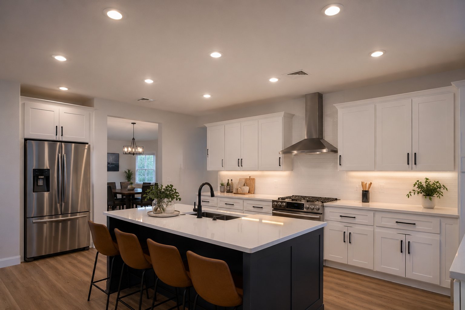 Kitchen recessed lighting installation, Vinton