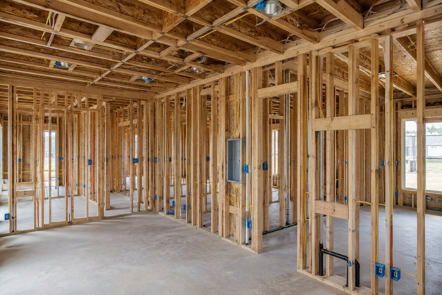 New construction electrical rough-in, Botetourt